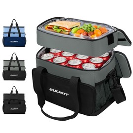 EULANT Large Waterproof Lunch Bag Box Insulated Cooler Bag,27 Can Collapsible Insulated Ice Chest Leak-Proof Cooler Bag for Men & Women Work Outdoor Beach Trips,Gray