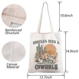 TGBJE Western Cowgirl Tote Bag Country Western Aesthetic Gift Shoulda Been A Cowgirl Shoulder Bag Horse Girl Rodeo Gift (C-Shoulda cowgirl tote)