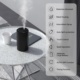 Waterless Essential Oil Diffuser Aromatherapy Scent Diffusers for Home Large Room, Bedroom, Car, Office, Desk, Battery Operated Mini Portable Air Freshener (Black)