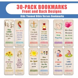 NewEights Kids Themed Bible Verses Bookmarks (5-Sets X 6 Cards) – Daily Motivational Card Set – Collection Set Book Page Clippers – Ideal for Church Events