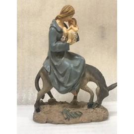 "FLIGHT INTO EGYPT" 9.5" Mary & Baby Jesus Riding Donkey Figurine - Vintage Look