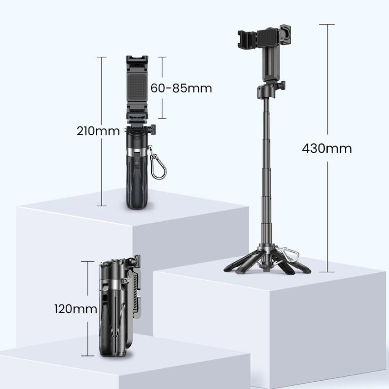 LINBER Mini Selfie Stick Tripod with Detachable Remote, 3 in