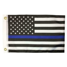 SouthBeach Police Thin Blue Line Black and White American 12x18 Boat/Motorcycl