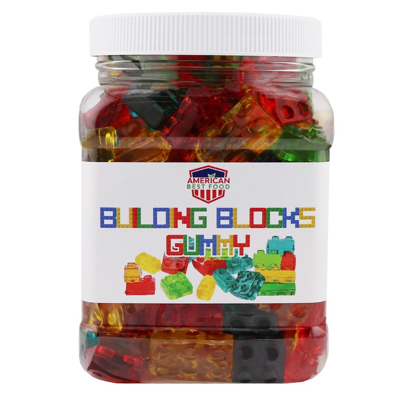 American Best Food 3D Building Block Gummy Candy in Jar,