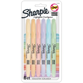 SHARPIE® Accent Pocket Highlighters, Chisel Tip, Assorted Barrels, Assorted Mild Pastel Ink, Pack Of 6 Highlighters