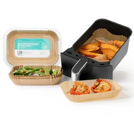 Livivo Disposable Rectangular Air Fryer Liners - Disposable, Greaseproof, Heat Resistant to 220°C, Food Grade LFGB Standard, Compatible with Ninja, Tower, COSORI - Pack of 100