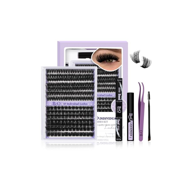 B&Q Fluffy Lash Clusters Kit 100D+200D Dramatic Eyelash Clusters Kit