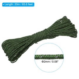 PATIKIL 65 Foot Reflective Guy Line for Camping, 2 mm Tent Rope Made of Nylon Paracord Rope for Camping Tent, Tarps and Hiking, Green (20 m)