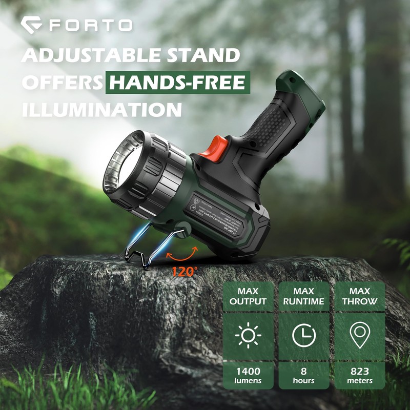 FORTO Compact Rechargeable Spotlight with Adjustable Focus, Handheld Spot Light