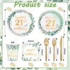 Yungyan 252 Pcs Sage Green 21st Birthday Tableware Decorations Eucalyptus