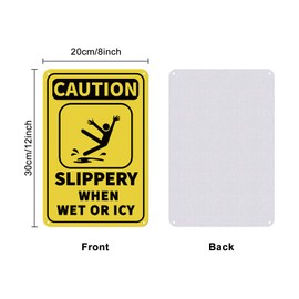 GLOBLELAND Caution Slippery When Wet or Icy Sign 20x30 cm 35 Mil Aluminum Warning Sign, UV Protected and Waterproof