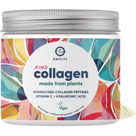 Vegan Collagen Powder with Hyaluronic Acid & Vitamin C - Kind Collagen Supplements for Women & Men - 5X Higher Absorption - Unflavoured Powder - Hydrolysed Peptides for Glowing Skin Hair & Nails - 75g