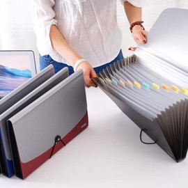 Expanding File Folders A4 Accordion Folder 13 Pockets Document Organiser File Dividers Document Storage Wallet for Office School with Colorful Labels