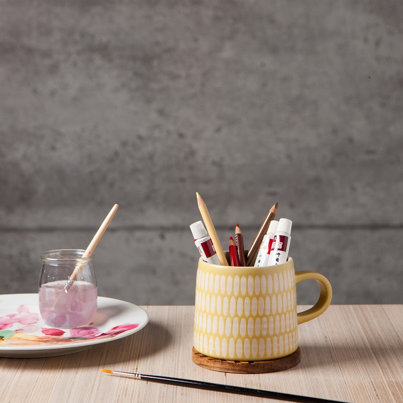 Danica Studio Ochre Imprint Ceramic Mugs 14 oz