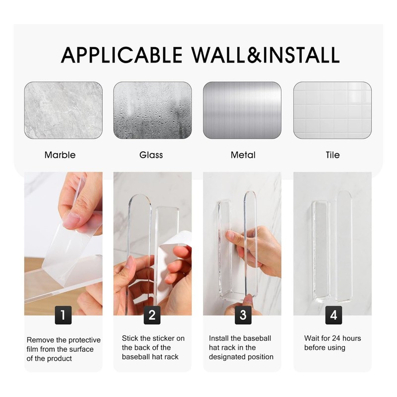 Wall Mounted Acrylic Hat Hook Easy Installation Sturdy Multifunction Self