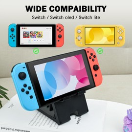DLseego Switch Stand Suitable for Switch OLED/Switch/Switch Lite, Cute Angle Adjustable Holder Kickstand, Portable Foldable Non-Slip Non-Shake Anime Kawaii Bracket with 4 Height Settings - Black