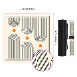 Deyimmei Mahjong Mat for Table - Non-Slip Mahjong Table Cover with Storage Pockets, Perfect Mahjong Accessories & Gifts for Women, Men, and Mahjong Enthusiasts (Curves and Dots)