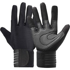 Workout Gloves for Men Full-Finger: Weight Lifting Gloves for Men, Gym Lifting Gloves Full Hand Gloves for Weightlifting, Deadlift - Color: Black, Size: Large