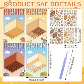 4 Pieces 3D Sticker Scene,DIY House Stickers,Miniature Sticker Scene,Cartoon Scene Stickers,Can be Used to Stimulate Children's Creativity and Imagination