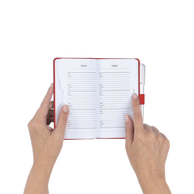 Address Book A-Z Red Index Hard Back Slim Address &