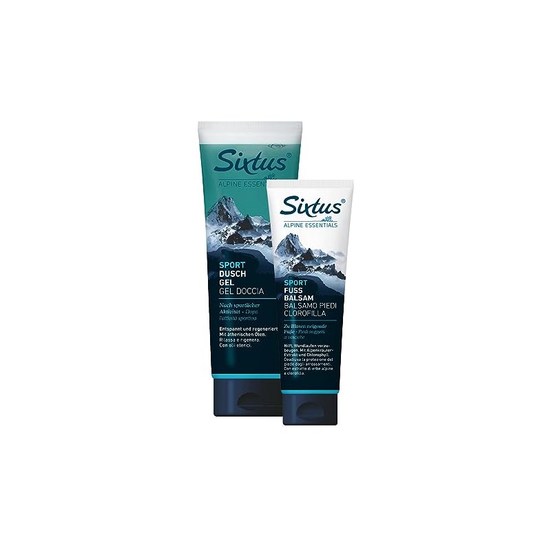 Sixtus Sport foot balm + sport shower gel for stressed