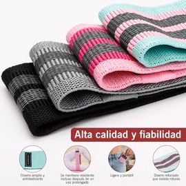Set de 4 Bandas de Resistencia, Bandas elásticas para Fitness para Entrenamiento de Fuerza de piernas, Bandas multifuncionales de látex Natural para Entrenamientos en casa y en el Gimnasio