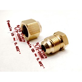 Solid Brass SAE 45 Degree 5/16'' Flare Female Male Cap Plugs for Refrigeration Pipe HVAC System and mini split valve adapter and Gas Line (Pack of 4)