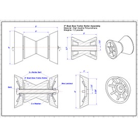 COLOFULWAY 3" Boat Trailer Bow Bell Roller Assembly with 1/2" Shaft fits 3 inch Bracket, Polyurethane(Black)