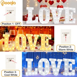 Pooqla LED Marquee Letter Lights, Warm White and Cool White Decorative Lighted Letters, Light Up Alphabet Letters for Boys Girls, Party, Wedding, Bar, Night Light, Birthday Decoration, Letter A