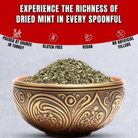 Dried Mint Leaves 6oz – Premium Cut & Sifted, All-Natural, No Stems, Perfect for Tea, Cooking & Seasoning - Gluten Free, Halal, Turkish Dried Spearmint Leaves, Crushed Peppermint Tea