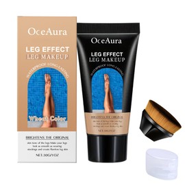 Waterproof Leg Makeup without Transmission, Leg Makeup Concealer, Leg Make Up Lotion with Tanning Brush, Waterproof Cover Cream, Tattoo Cover Make-Up, Durable Cover, Even Skin Tone (Wheat)