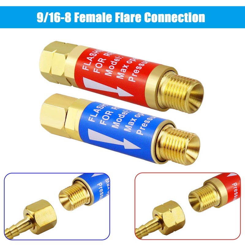 VAPHY Oxygen Acetylene Flashback Arrestors Set Regulator End 9/16-18 Threads