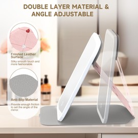 Mocado Travel Makeup Mirro with Lights, 360° Rotation Lighted Makeup Mirror, Portable Mirror with 10x Magnification, 60LEDs 3 Color Lightings, Dimmable Touch Screen, Tabletop Light up Mirror(Heart)