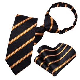 YourTies Ties for Boys Orange Striped Pre-tied Necktie for Kids Ages 8-14 Wedding Graduation School Uniforms