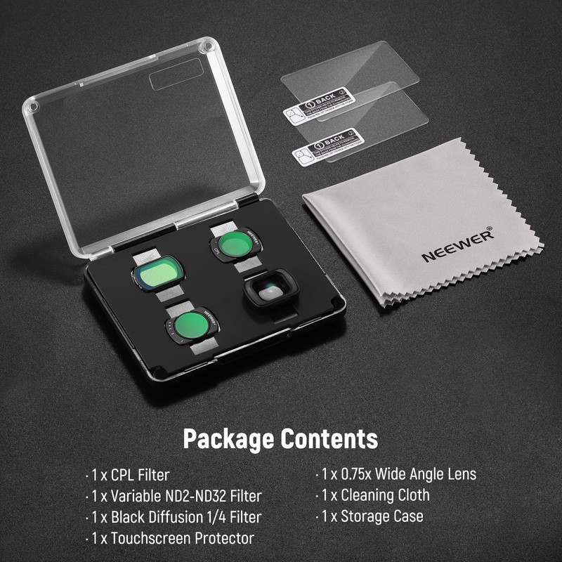 NEEWER Filter Set (3 Pack) with 0.75X Wide Angle Lens