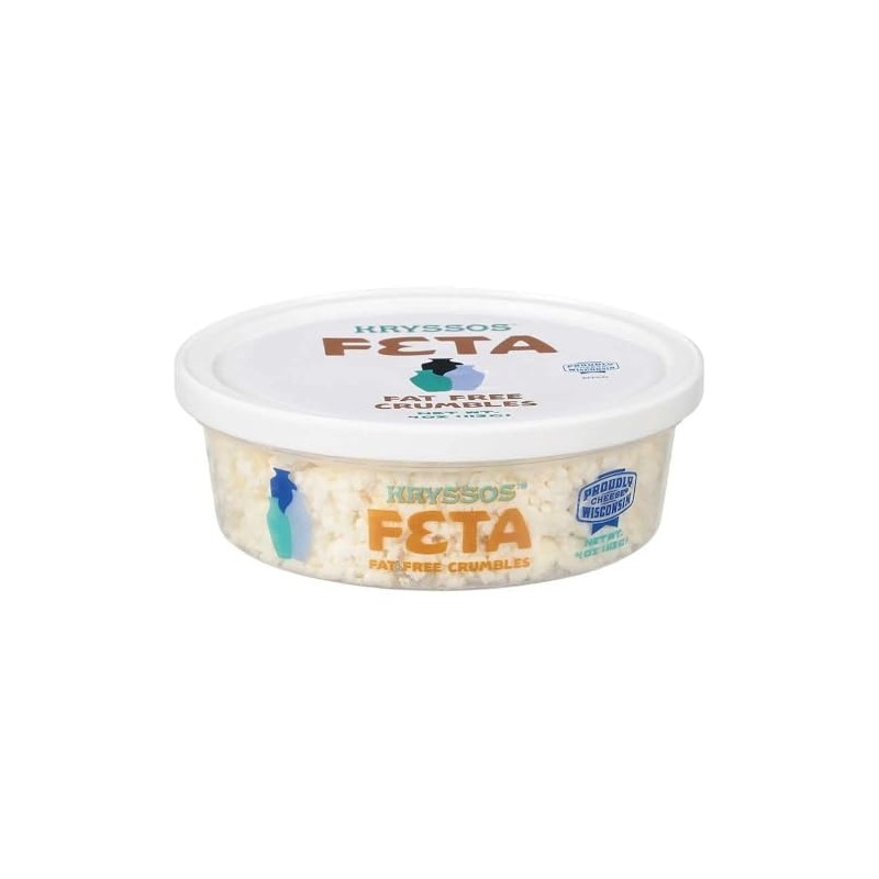 Kryssos Fat Free Feta Cheese Crumbles, 4 oz, 12 Pack