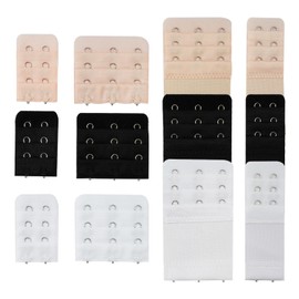 Pack of 12 Bra Extenders, 3 Rows, 2 Hooks, 3 Hooks, Soft Comfortable Elastic Bra Extender, Bra Extension Extension, Suitable for Women Weight Gain, Bra Shrinkage (Skin Colour, White, Black