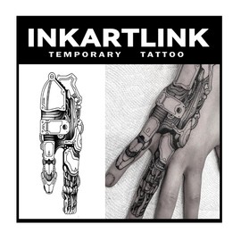 INKARTLINK Temporary Tattoos, 2 Sheets Medium Semi Permanent Tattoo Adult Art Design Waterproof Temp Tattoo Party Favors Realistic Look, No Adhesive, No Reflection, Lasts 1-2 Weeks Black (Machine)