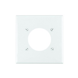 Leviton R52-80726-00W 80726-W 2-Gang Flush Mount 2.15-Inch Diameter, Device Receptacle Wallplate, White
