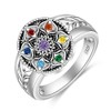 7 Chakra Ring Mandala Lotus Flower Rings for Women Sterling