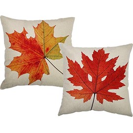 TOOL GADGET Throw Pillow Covers, Maple Leaves 18" Pillowcase Cover, Fall Decorative Pillow Covers, 2 Pack Sofa Pillow Covers
