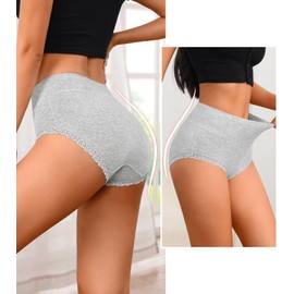 J-pone Underwear for Women Cotton High Waisted Tummy Control Panties Stretch Full Coverage Panties Postpartum Underwear Postpartum Essentials Soft Comfy Ladies Briefs, 4-Pack Size XL