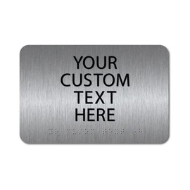 ALPHA DOG ADA SIGNS - Custom Sign for Business, 6x9 Inch, ADA Compliant, Custom Office Sign with Braille, Room Sign, Indoor or Outdoor, Made in the USA, Brushed Stainless