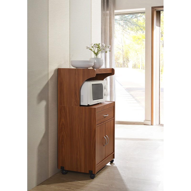 Hodedah Microwave Kitchen Cart, Cherry