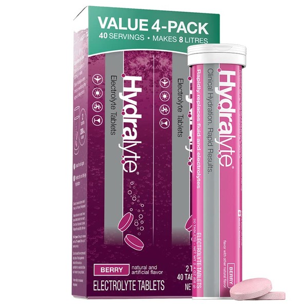 Hydralyte Electrolytes Tablets - Berry | 80 Tablets | Prevents & Relieves Dehydration | Rehydrates Faster Than Water | Vegan, Gluten Free Free