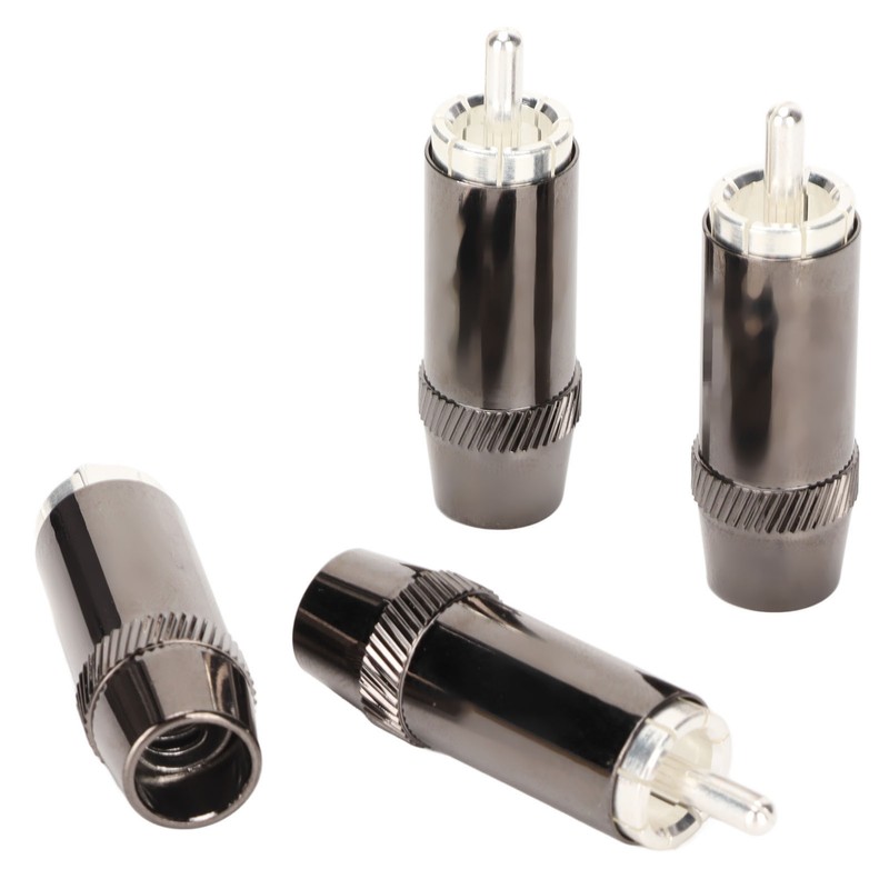 4pcs RCA Sound Plug Silver Plated RCA Male Plug Connector