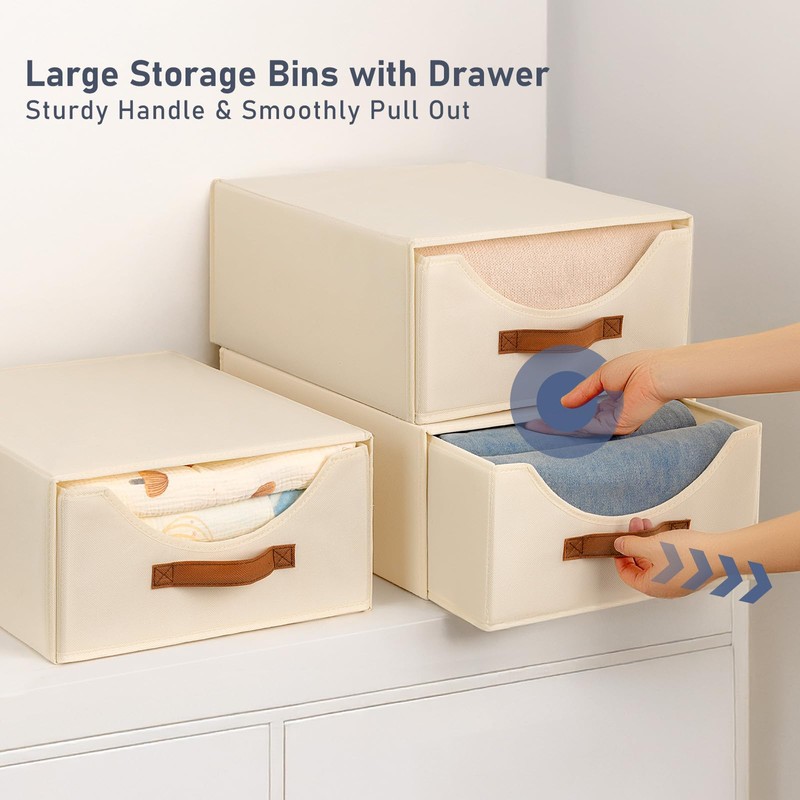 DIMJ Closet Organizers and Storage - Stackable Fabric Storage Bins