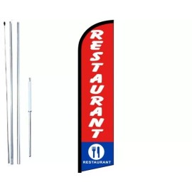 Restaurant Windless  Swooper Flag With Complete Hybrid Pole set