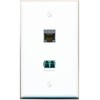 RiteAV CAT6A LC 10GB Fiber Duplex Wall Plate Flat/Solid [White]