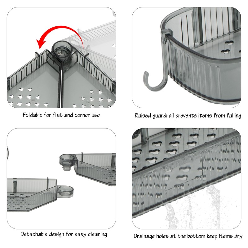 DODAMOUR Suction Corner Shower Caddy, No Drill Wall Mounted Bathroom
